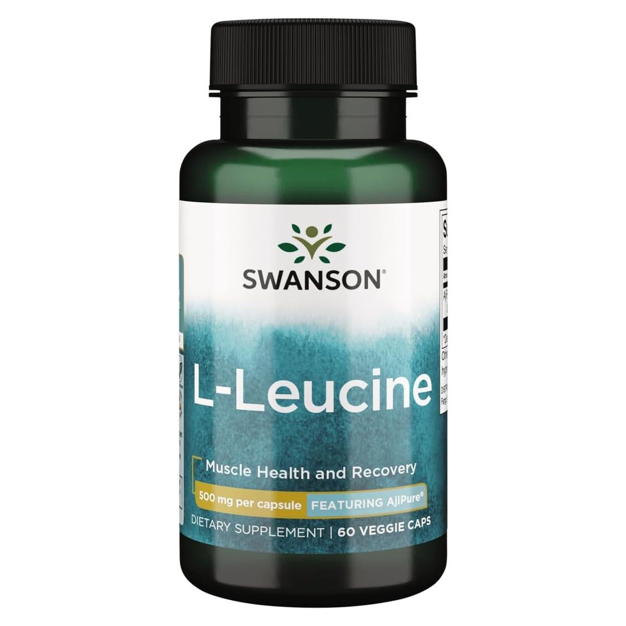 Swanson L-Leucina AjiPure Grado Farmacéutico 500mg 60 Cápsulas Veganas