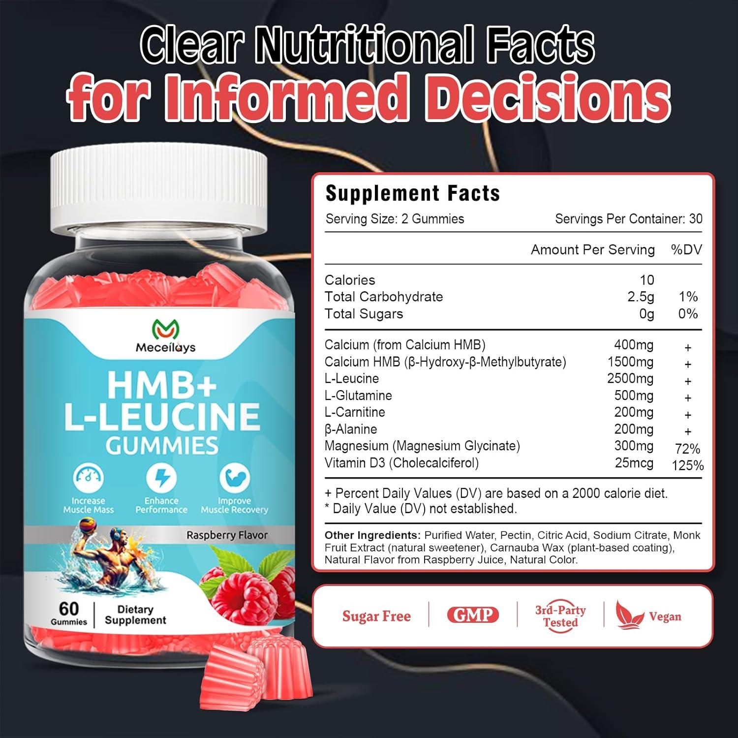 Gominolas Suplemento HMB y L-Leucina Meceilays 4000mg 60 Unidades