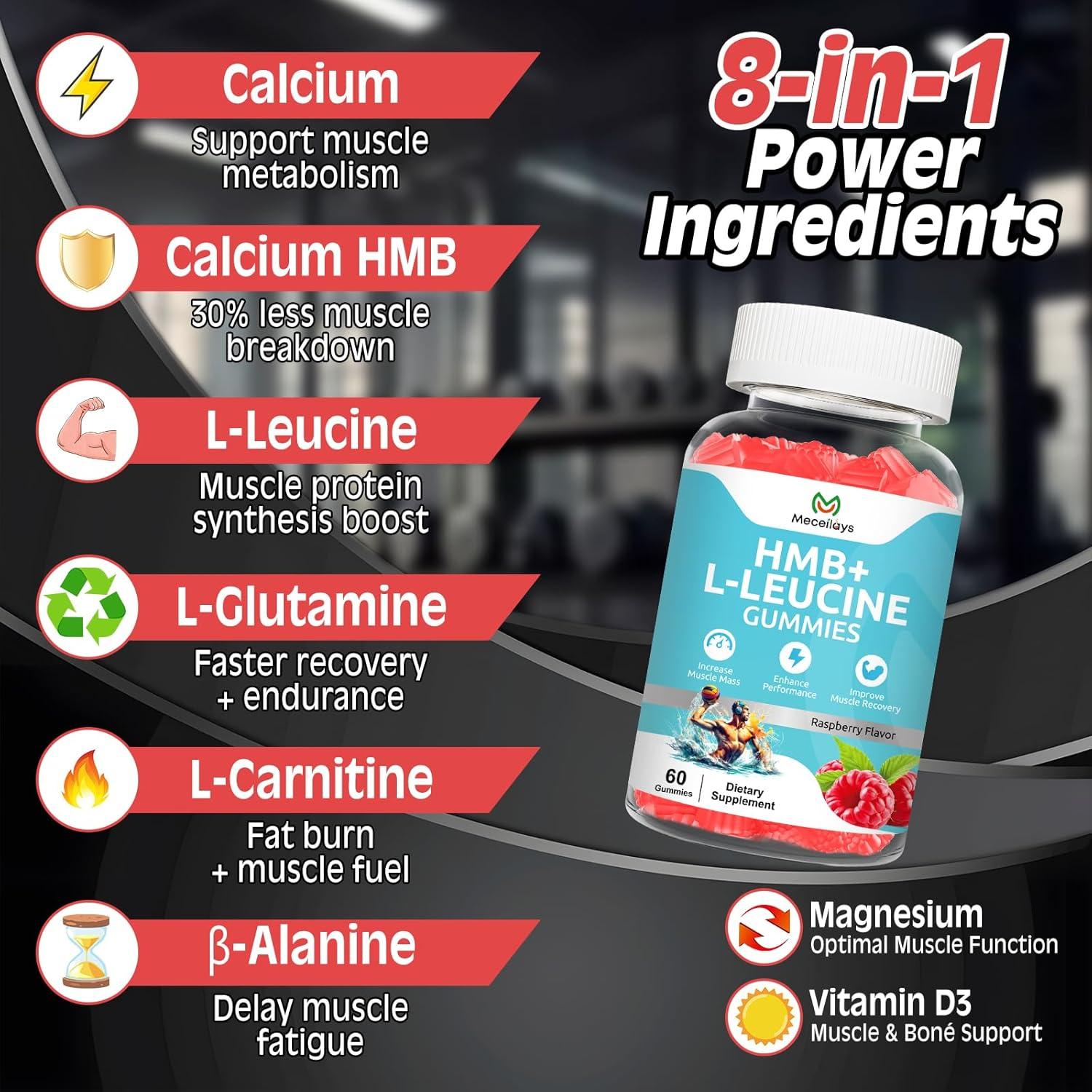 Gominolas Suplemento HMB y L-Leucina Meceilays 4000mg 60 Unidades