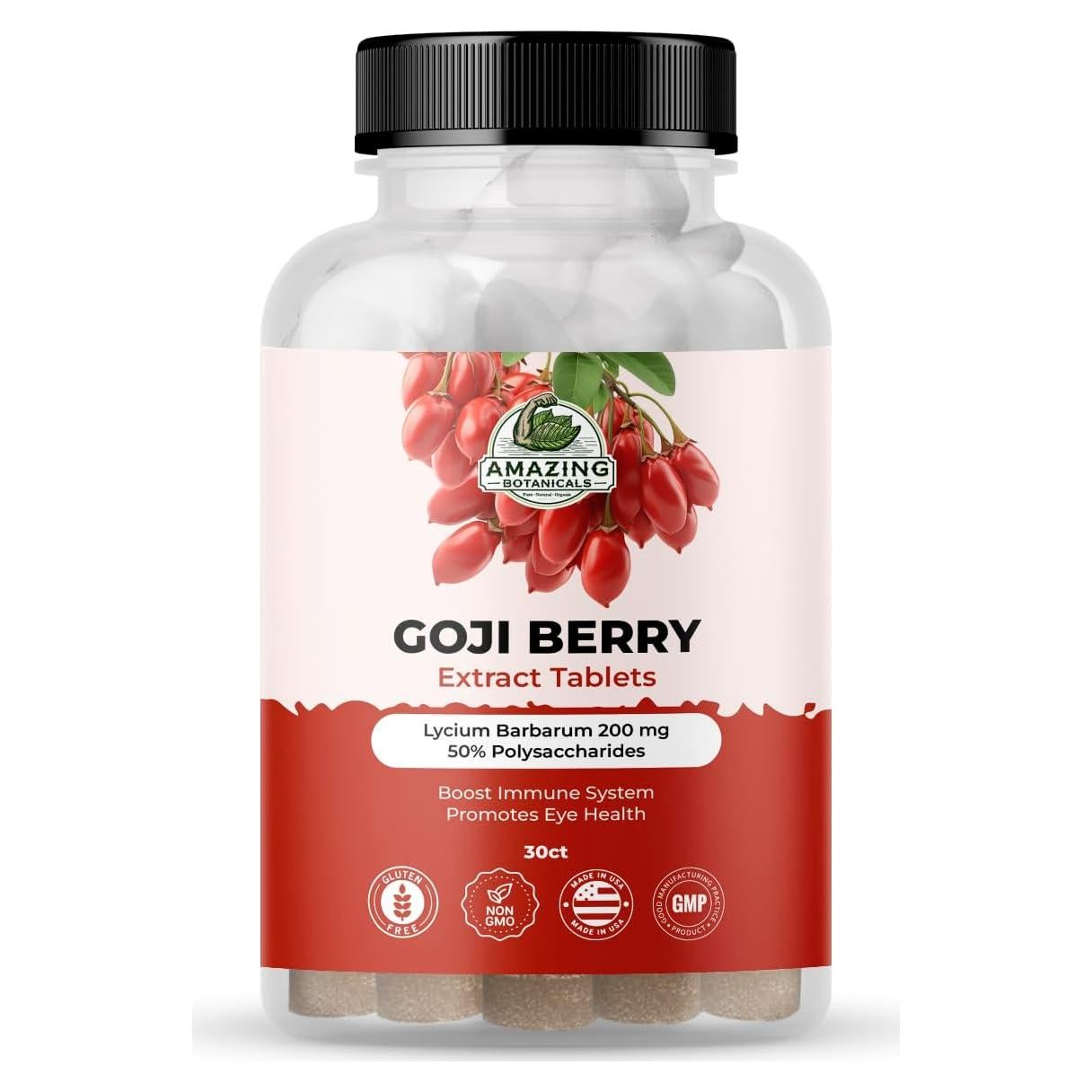 Tabletas de Baya de Goji Amazing Botanicals 200mg Antioxidantes