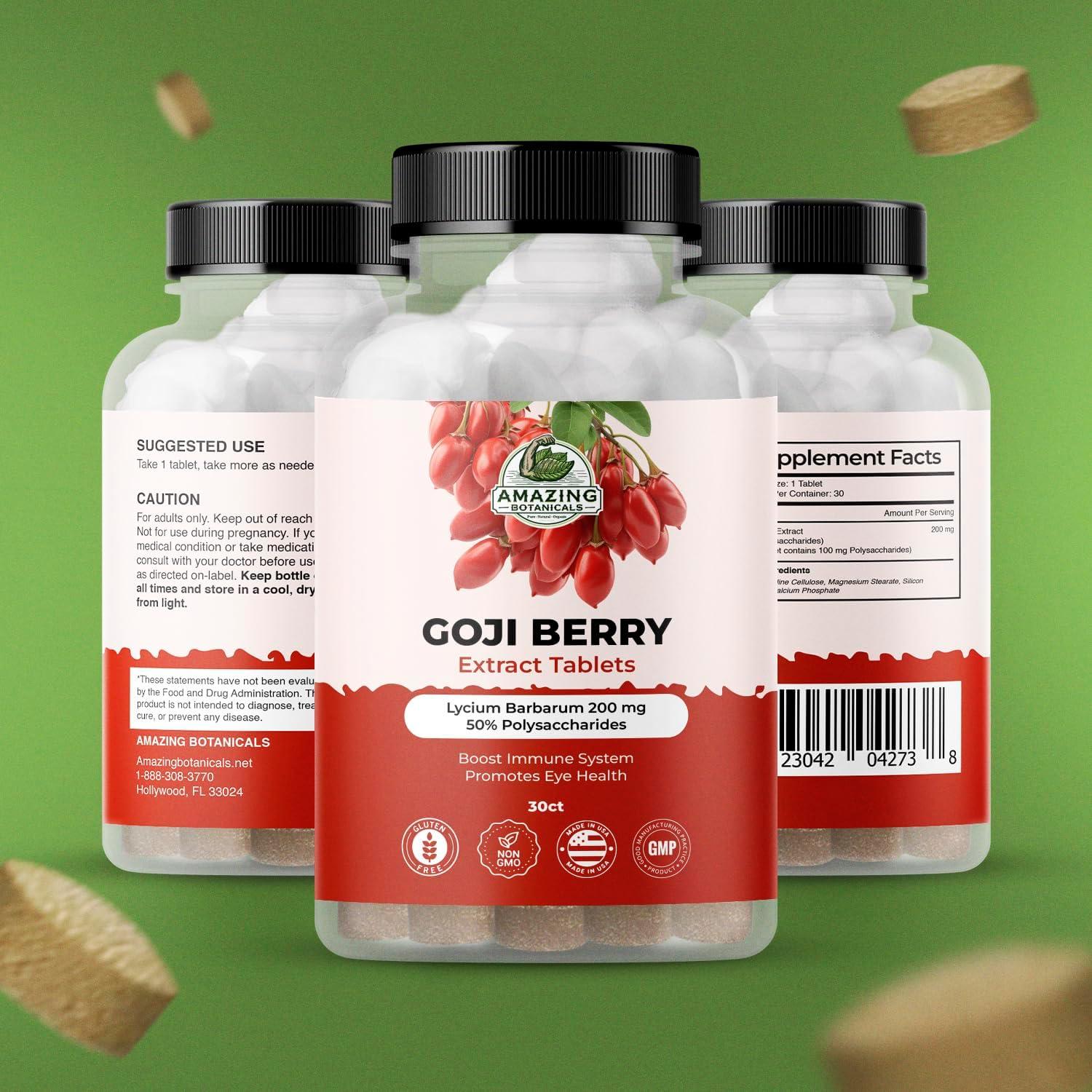 Tabletas de Baya de Goji Amazing Botanicals 200mg Antioxidantes