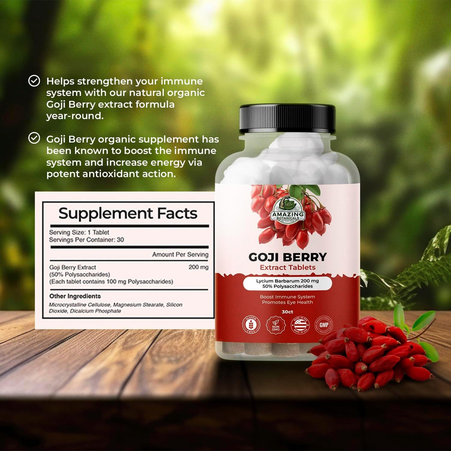 Tabletas de Baya de Goji Amazing Botanicals 200mg Antioxidantes