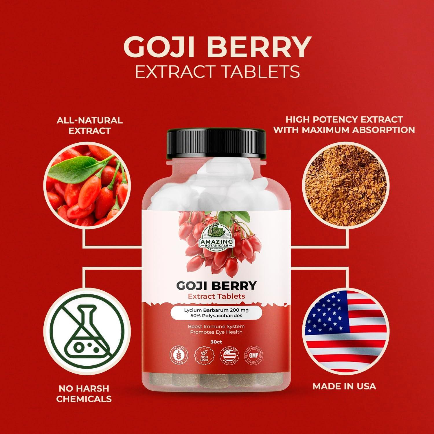 Tabletas de Baya de Goji Amazing Botanicals 200mg Antioxidantes