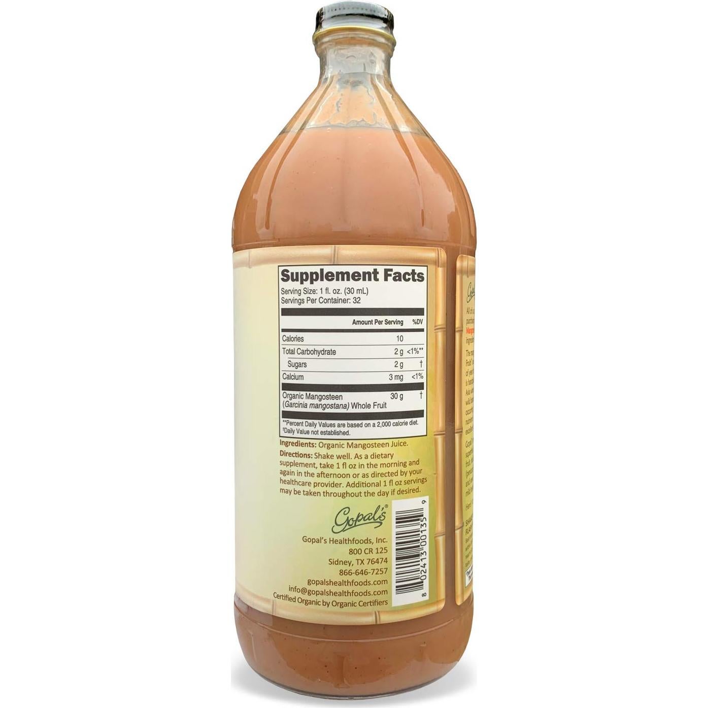 Jugo de Mangostán Orgánico Gopal's 0.95L - Vegano y Sin Gluten