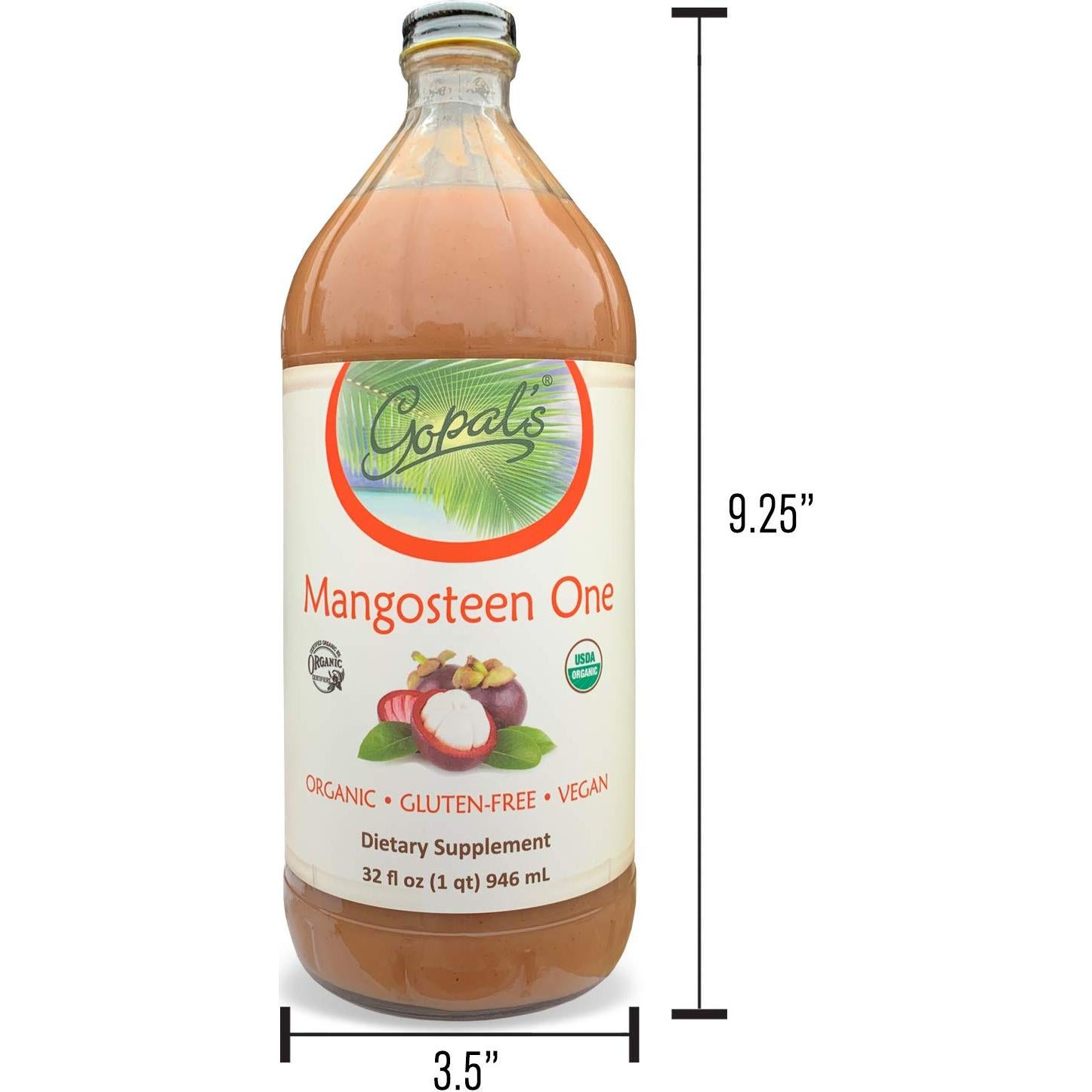 Jugo de Mangostán Orgánico Gopal's 0.95L - Vegano y Sin Gluten