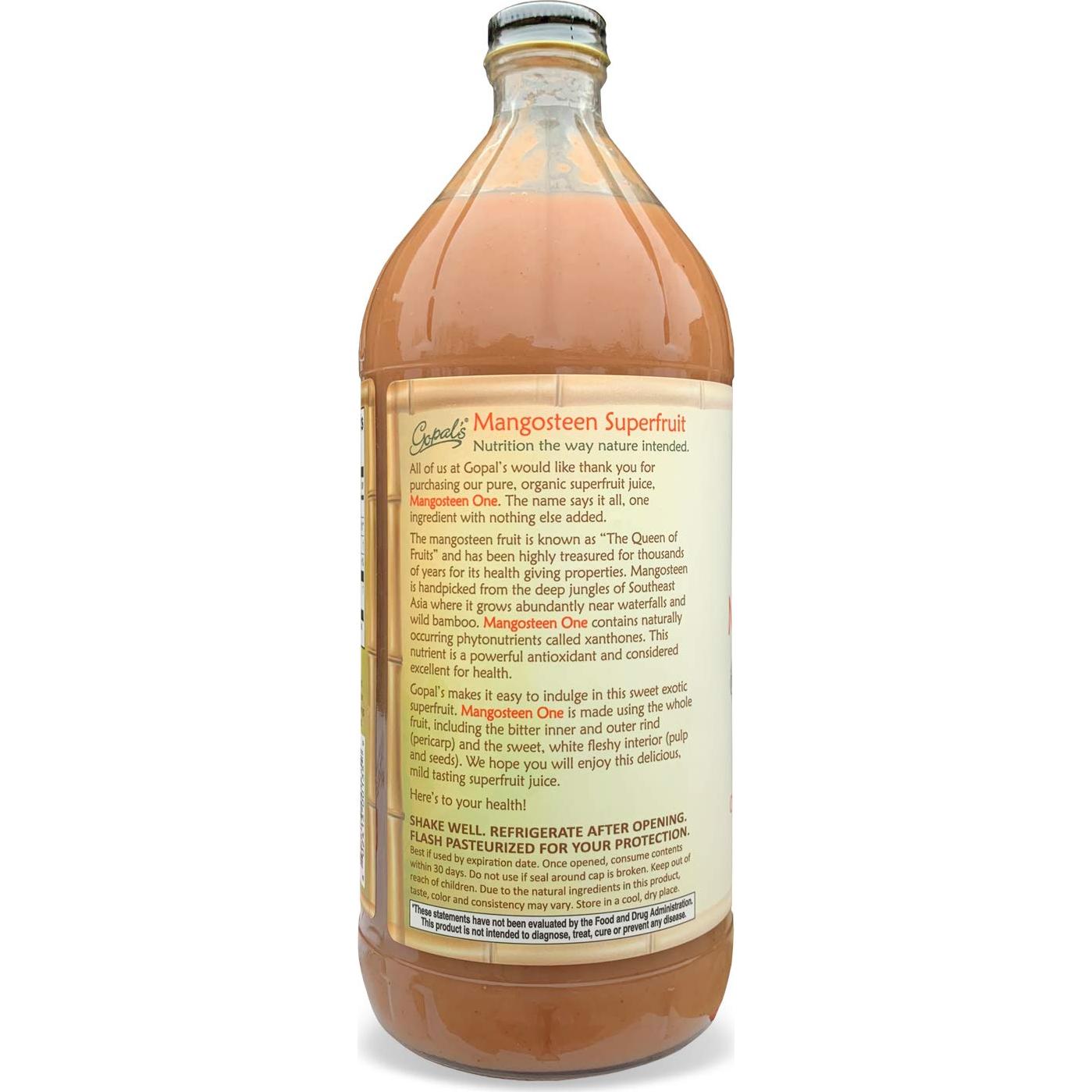 Jugo de Mangostán Orgánico Gopal's 0.95L - Vegano y Sin Gluten