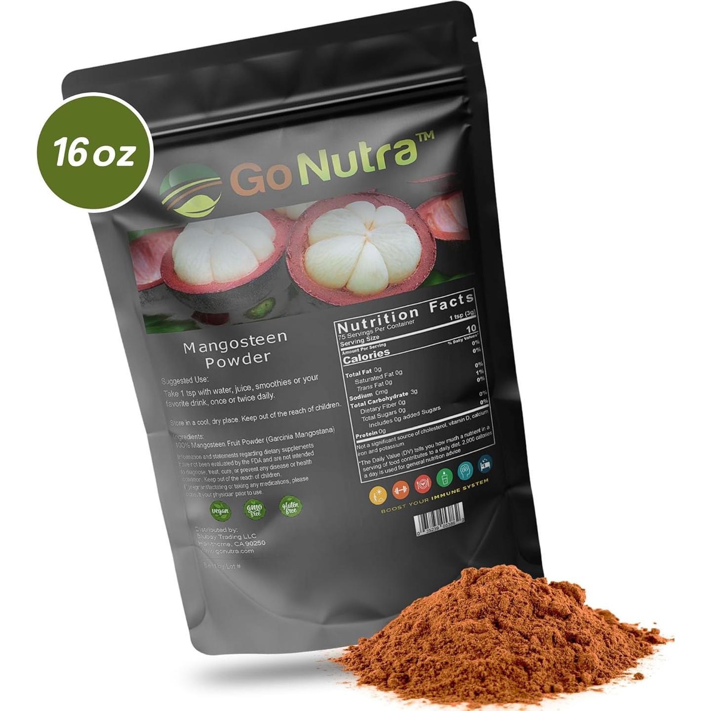 Polvo de Mangostán Go Nutra 227g - Superalimento Antioxidante