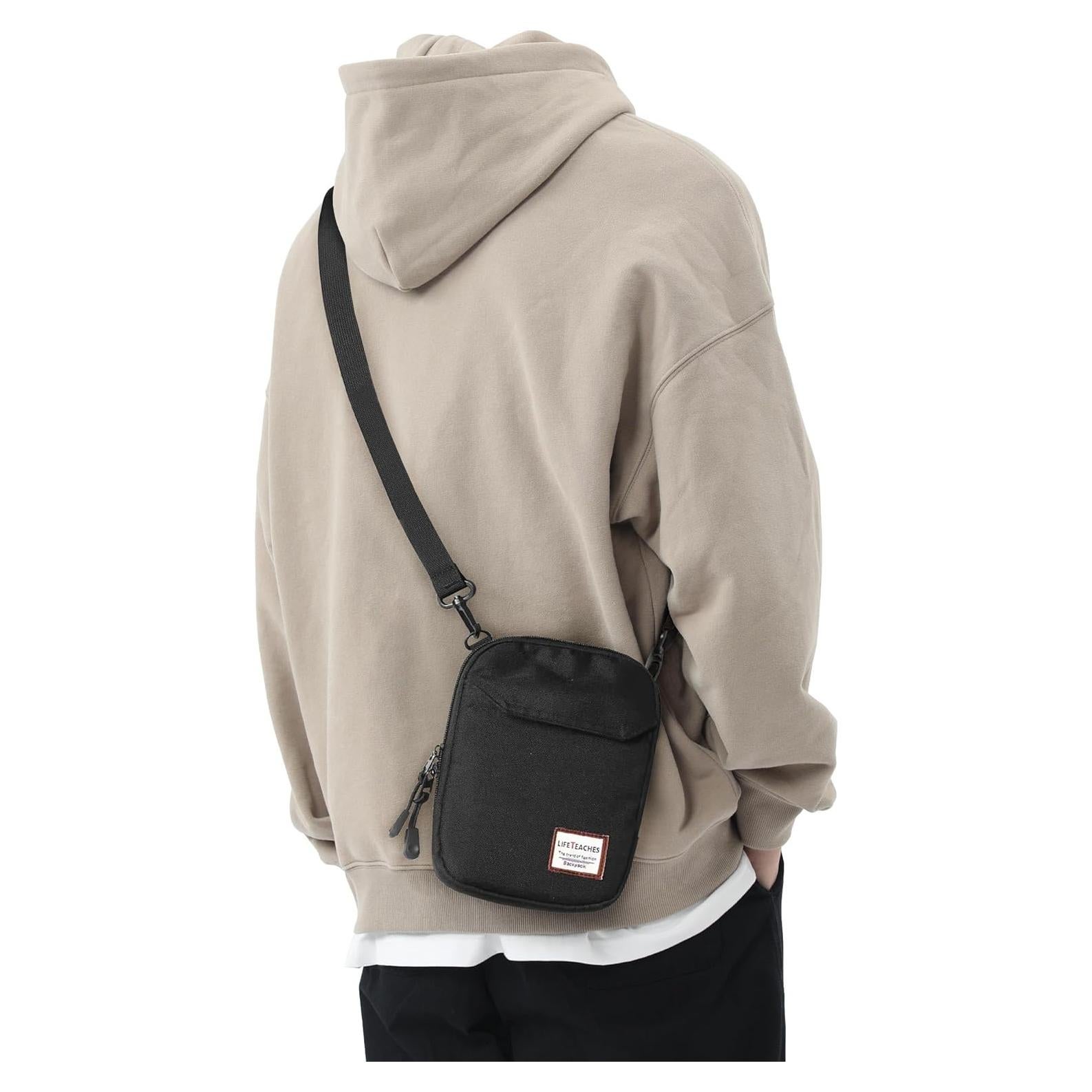 Bolsa Cruzada SEAFEW Negra Unisex 19x14x2 cm Ligera