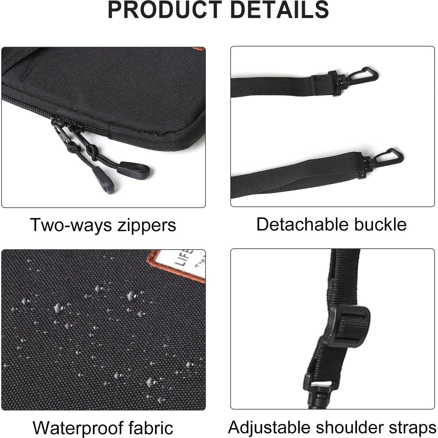 Bolsa Cruzada SEAFEW Negra Unisex 19x14x2 cm Ligera