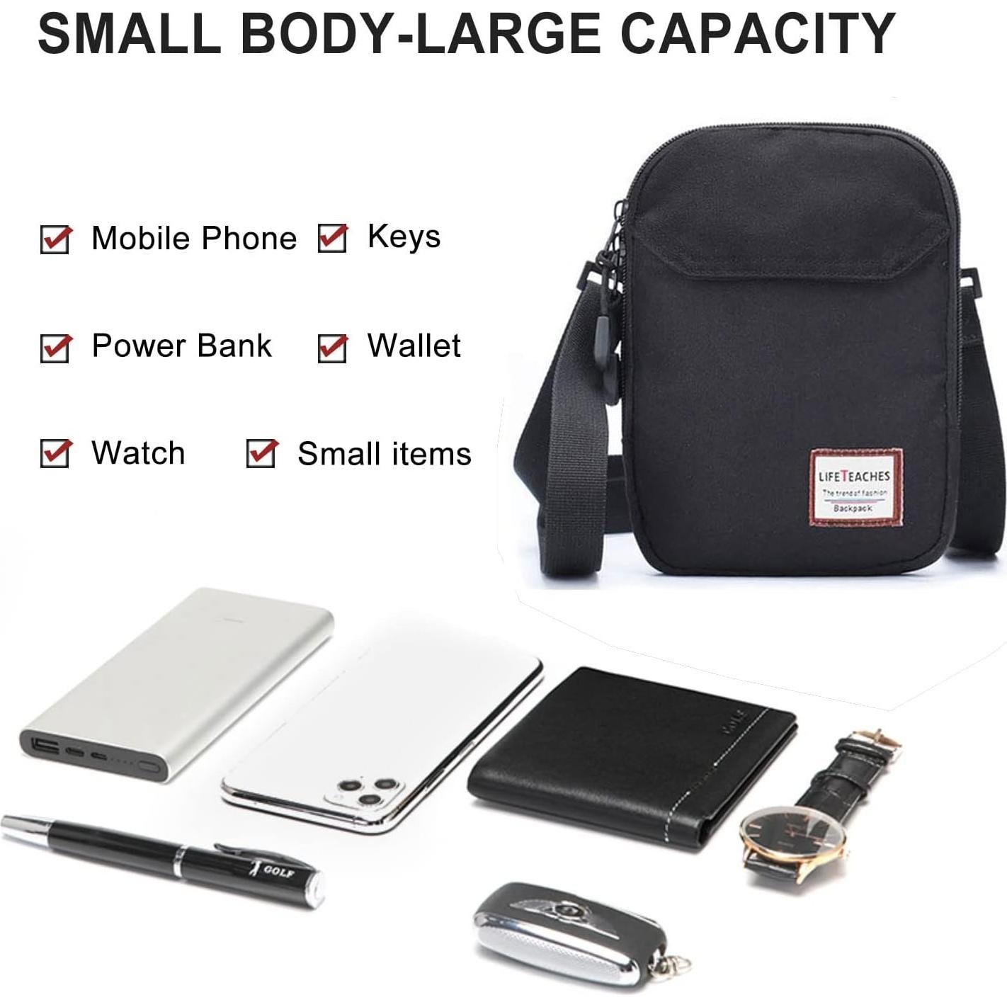 Bolsa Cruzada SEAFEW Negra Unisex 19x14x2 cm Ligera