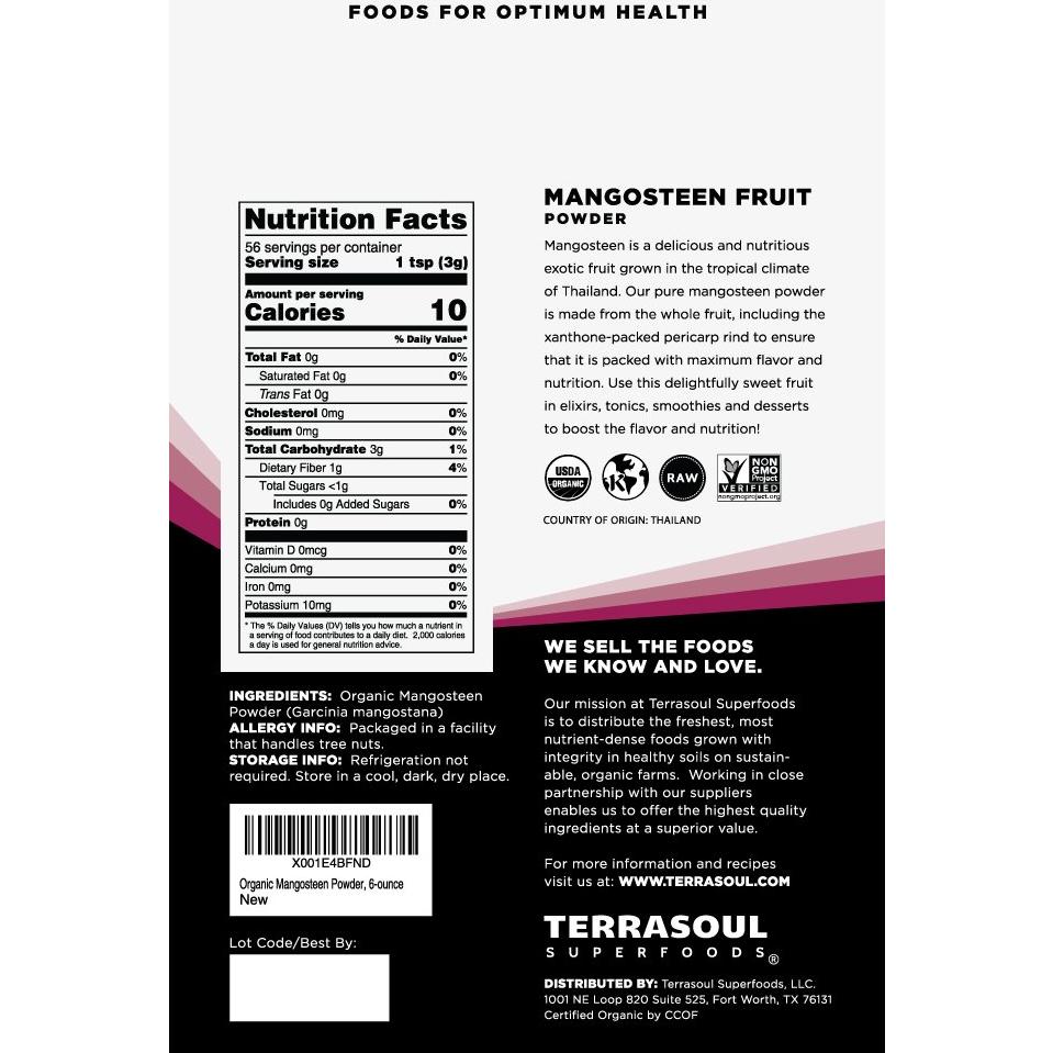 Polvo de Mangostán Orgánico Terrasoul Superfoods 340g