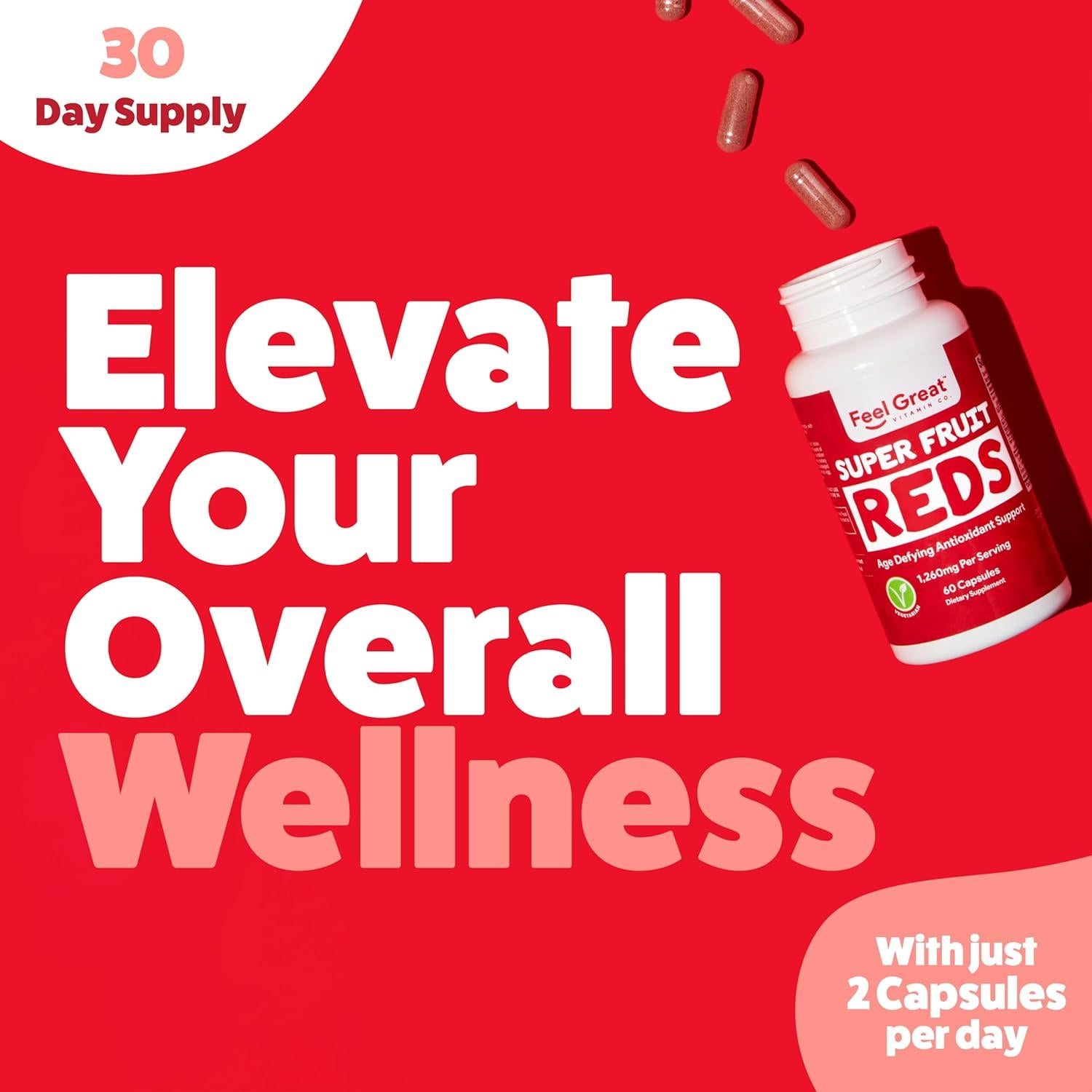 Vitaminas Feel Great Superfruta Roja - Antioxidante 60 Cápsulas