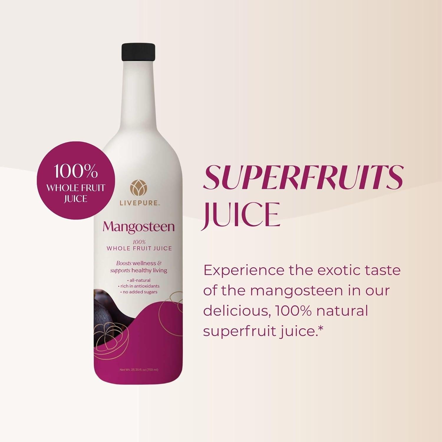 Jugo de Mangostán Puro 750ml - PURE, Antioxidante Vegano