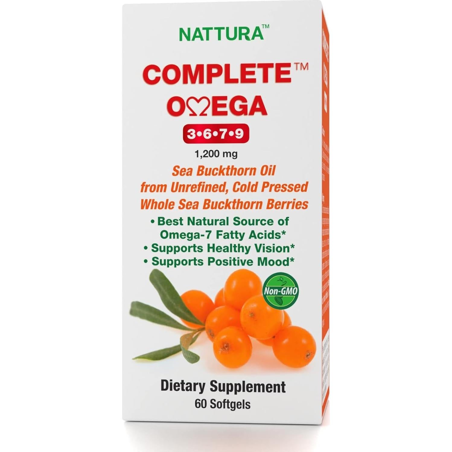 Nattura Omega 3-6-7-9 Aceite de Espino Marino 60 Cápsulas