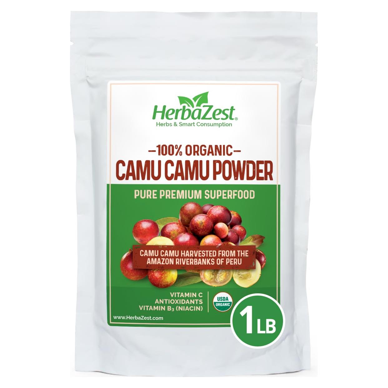 Polvo de Camu Camu Orgánico HerbaZest 454g - Vegano y Sin Gluten