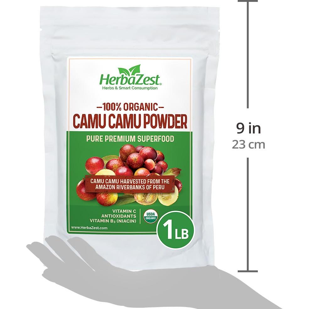 Polvo de Camu Camu Orgánico HerbaZest 454g - Vegano y Sin Gluten