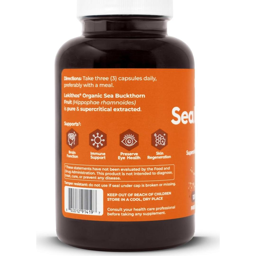 Cápsulas de Espino Marino Orgánico Lekithos 120 Unidades 1125mg