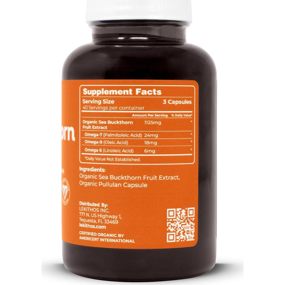 Cápsulas de Espino Marino Orgánico Lekithos 120 Unidades 1125mg