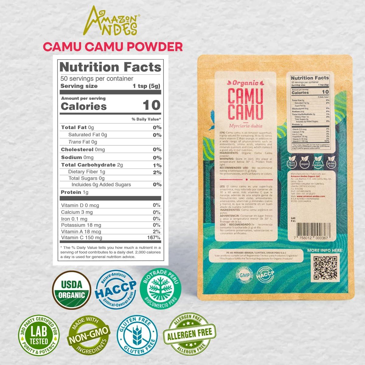 Polvo de Fruta Camu Camu Amazon Andes - 215g - Rico en Vitamina C