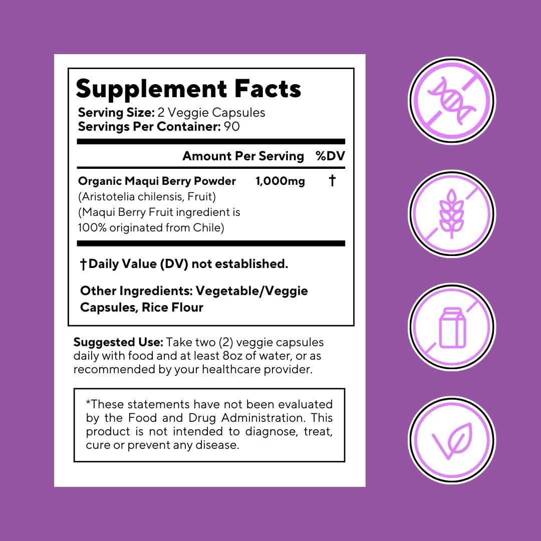 Vitapia Maqui Berry 1000mg - Suplemento Vegano 180 Cápsulas