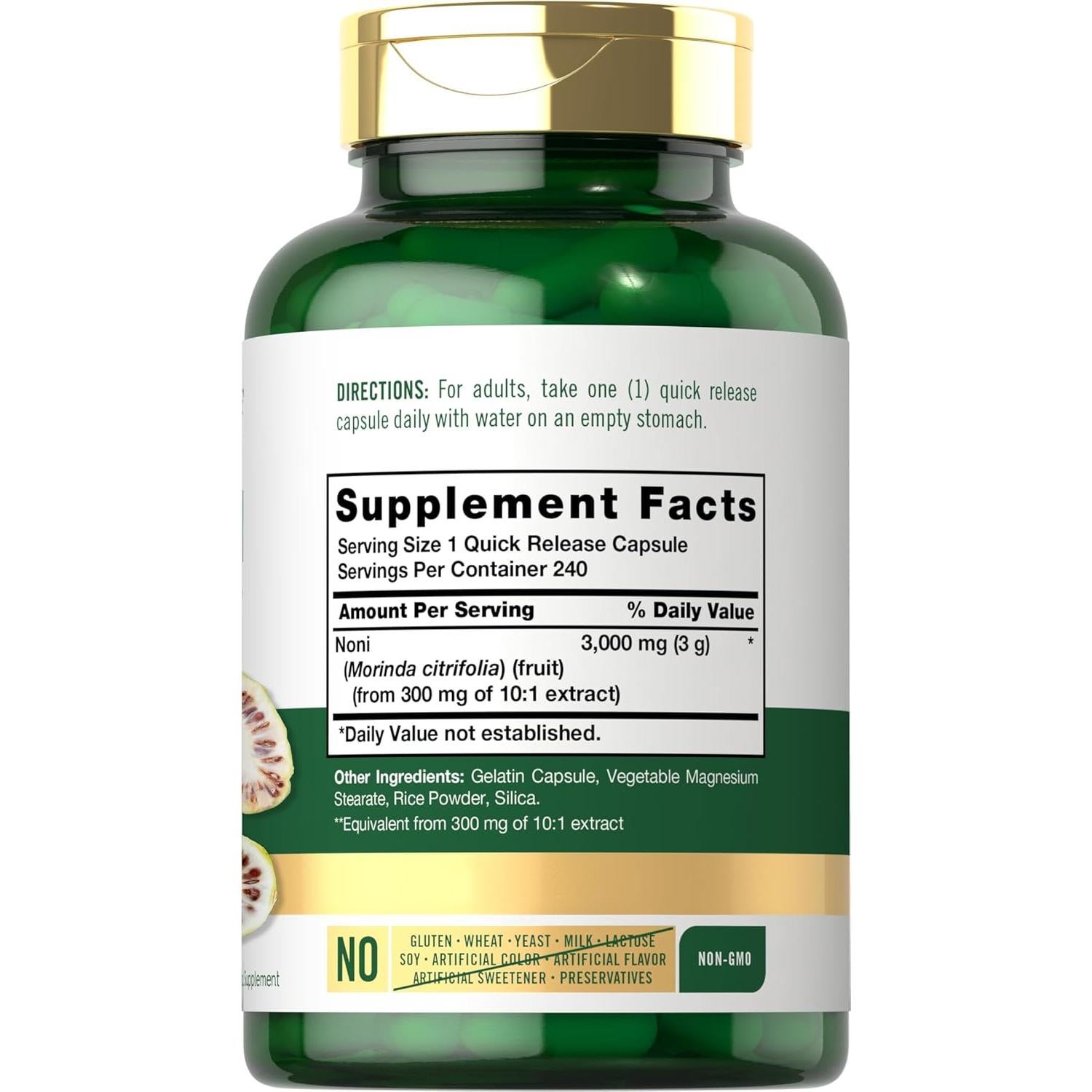 Cápsulas de Noni Carlyle 3000mg - 240 Conteo - Sin Gluten