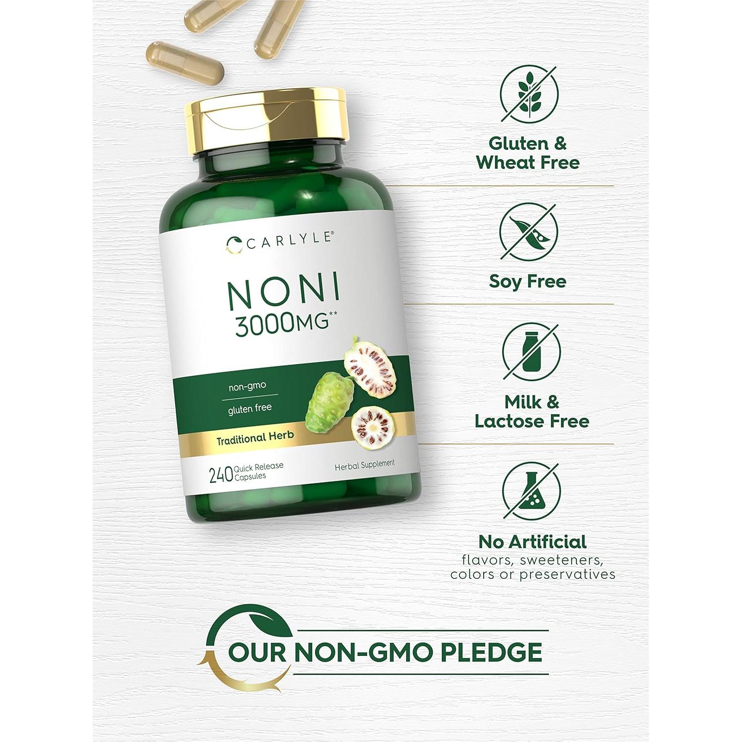 Cápsulas de Noni Carlyle 3000mg - 240 Conteo - Sin Gluten