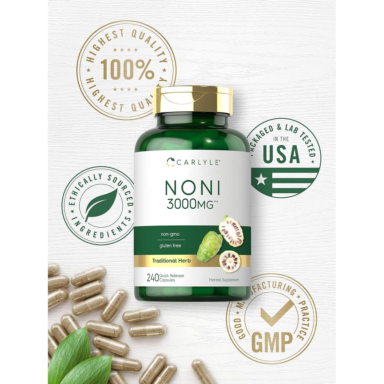 Cápsulas de Noni Carlyle 3000mg - 240 Conteo - Sin Gluten