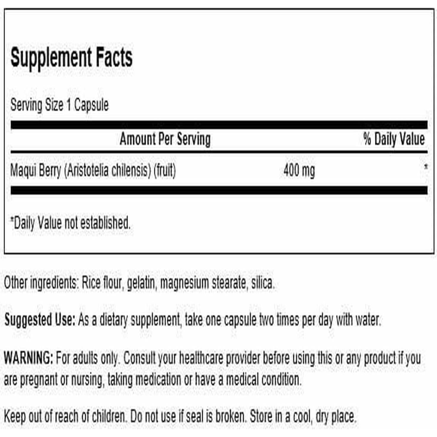 Swanson Maqui Berry 400 mg 60 Cápsulas Antioxidantes