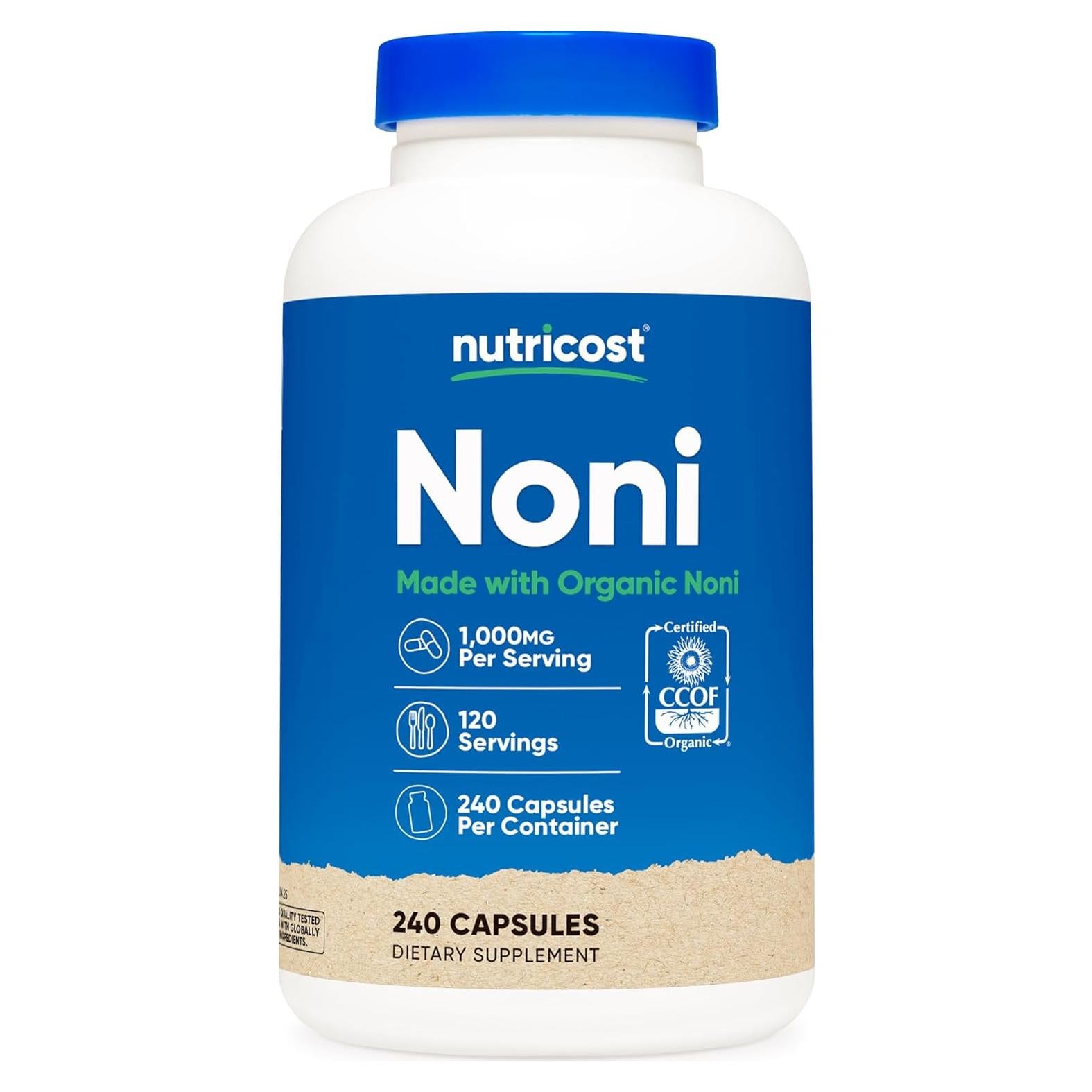 Cápsulas de Noni Nutricost 500mg - 240 Cápsulas Orgánicas