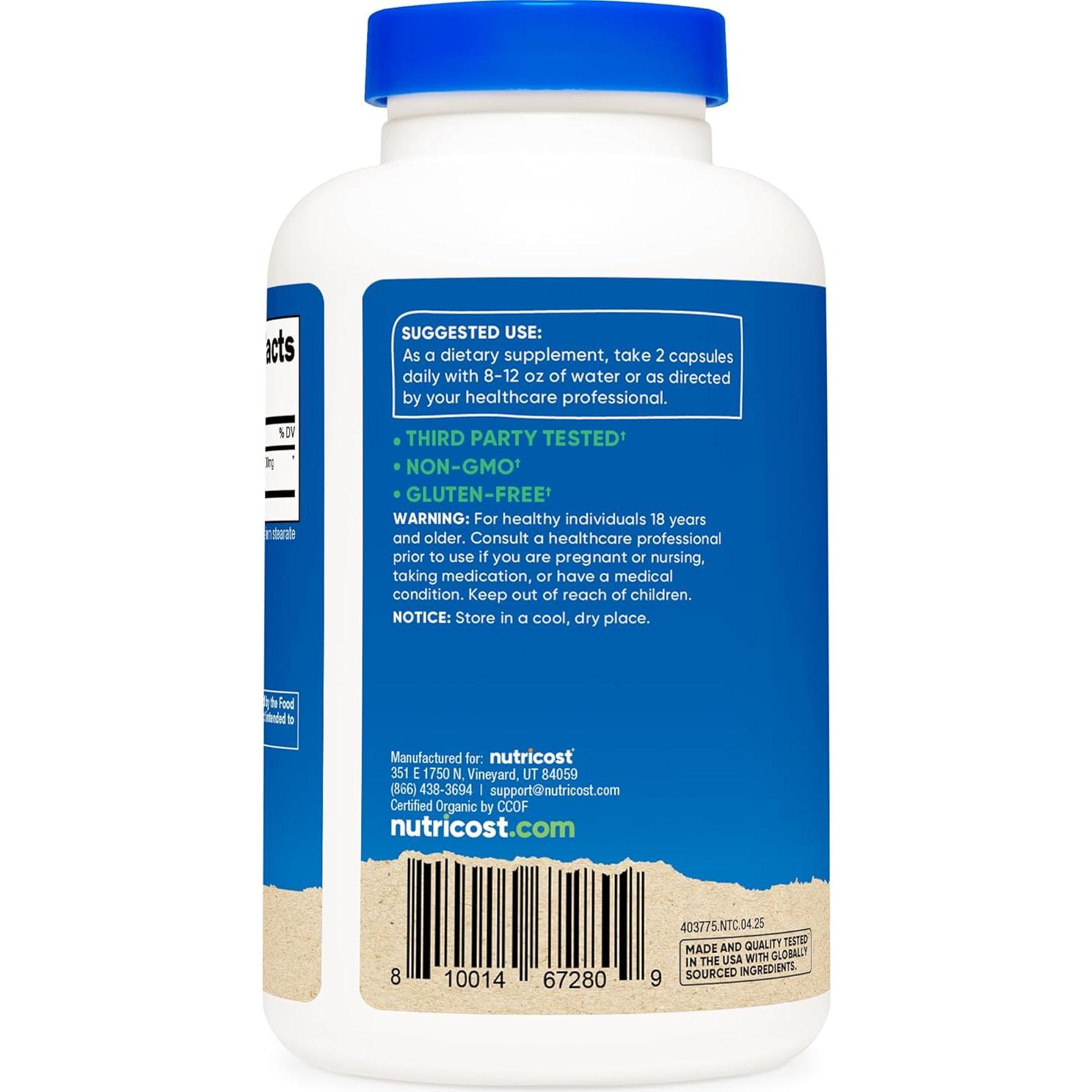 Cápsulas de Noni Nutricost 500mg - 240 Cápsulas Orgánicas