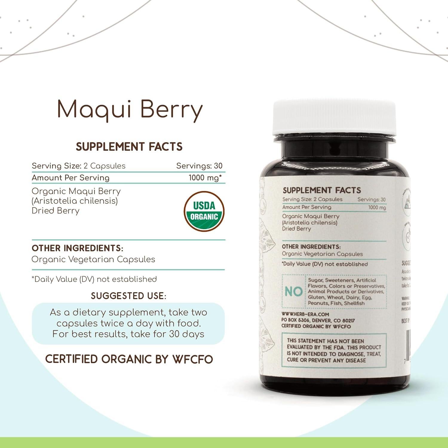 Suplemento Herbal Orgánico HerbEra Maqui Berry 60 Cápsulas