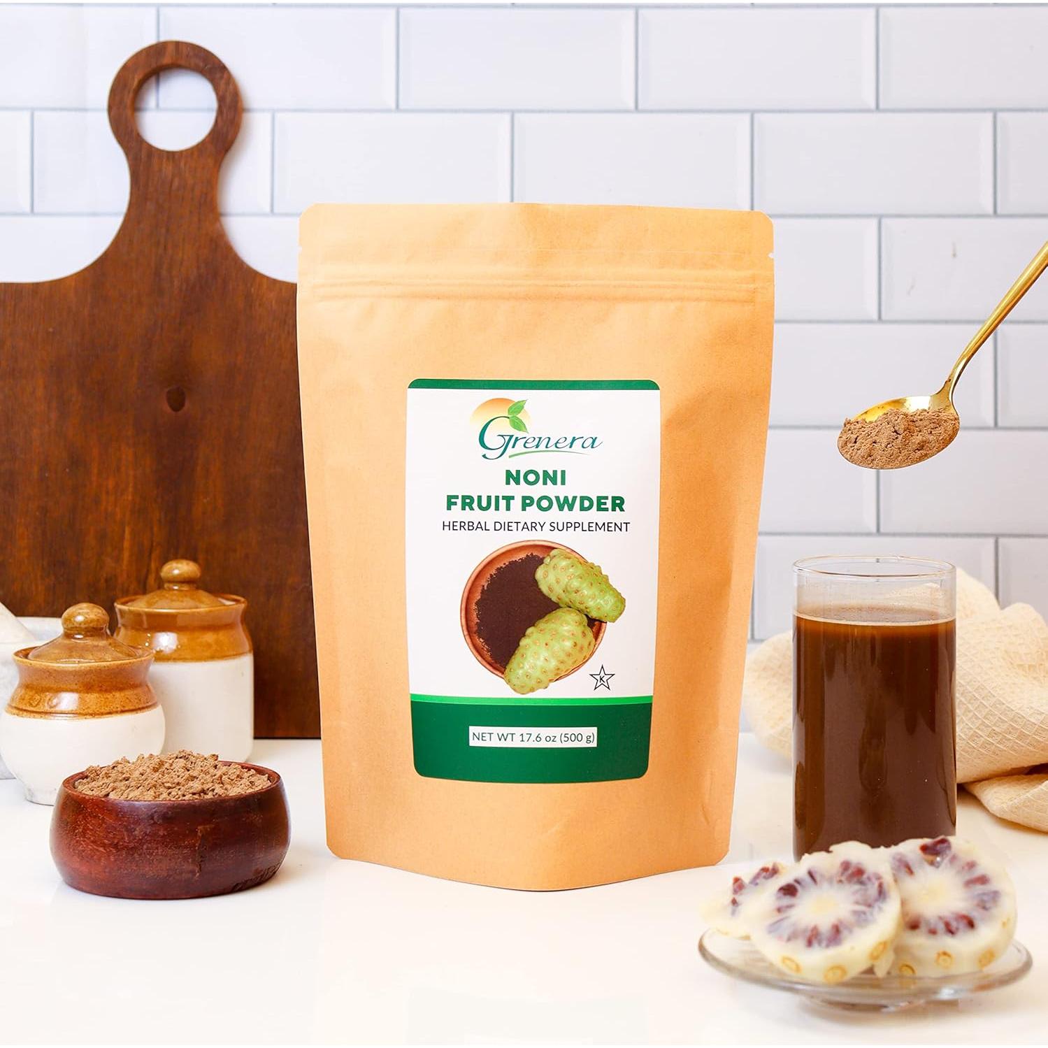 Polvo de Fruta de Noni Orgánico Grenera 454 g - No GMO, Sin Gluten