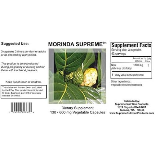 Cápsulas de Noni Morinda Suprema 130 Unidades - Nutrición Suprema