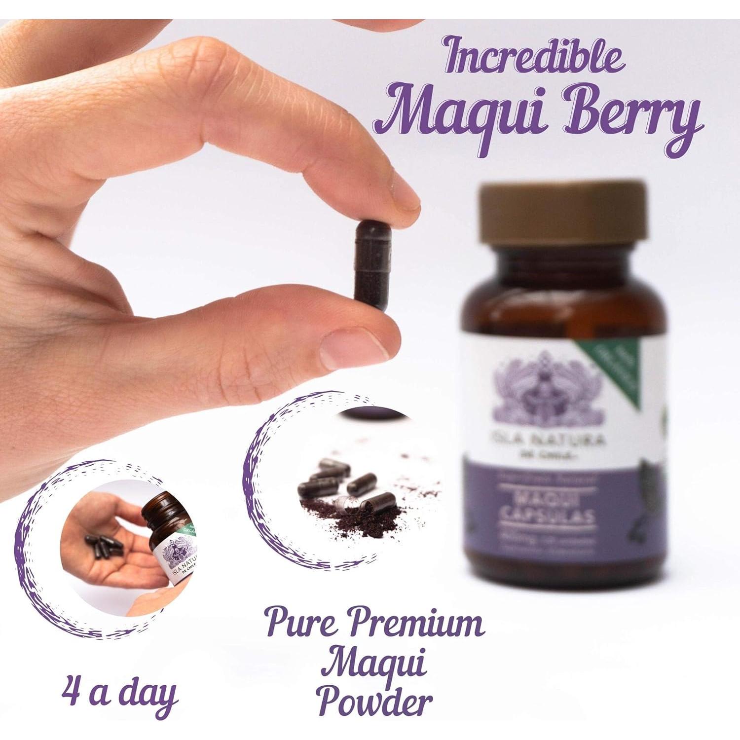 Cápsulas de Baya de Maqui Orgánico Isla Natura 500 mg