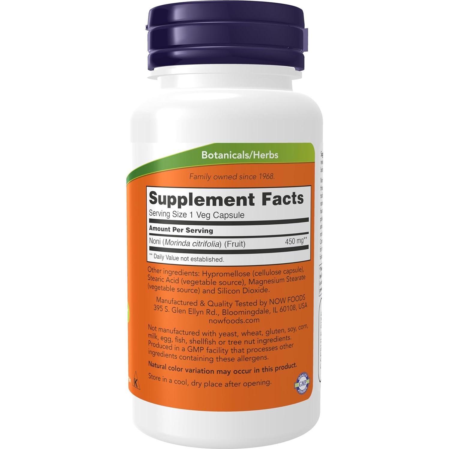 Suplemento Noni NOW Foods 450 mg 90 Cápsulas Veganas