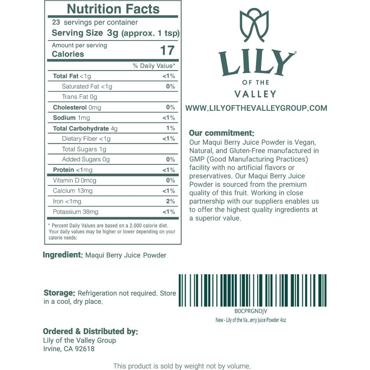Jugo en polvo de baya Maqui Lirio del Valle - 113g - Vegano y sin gluten