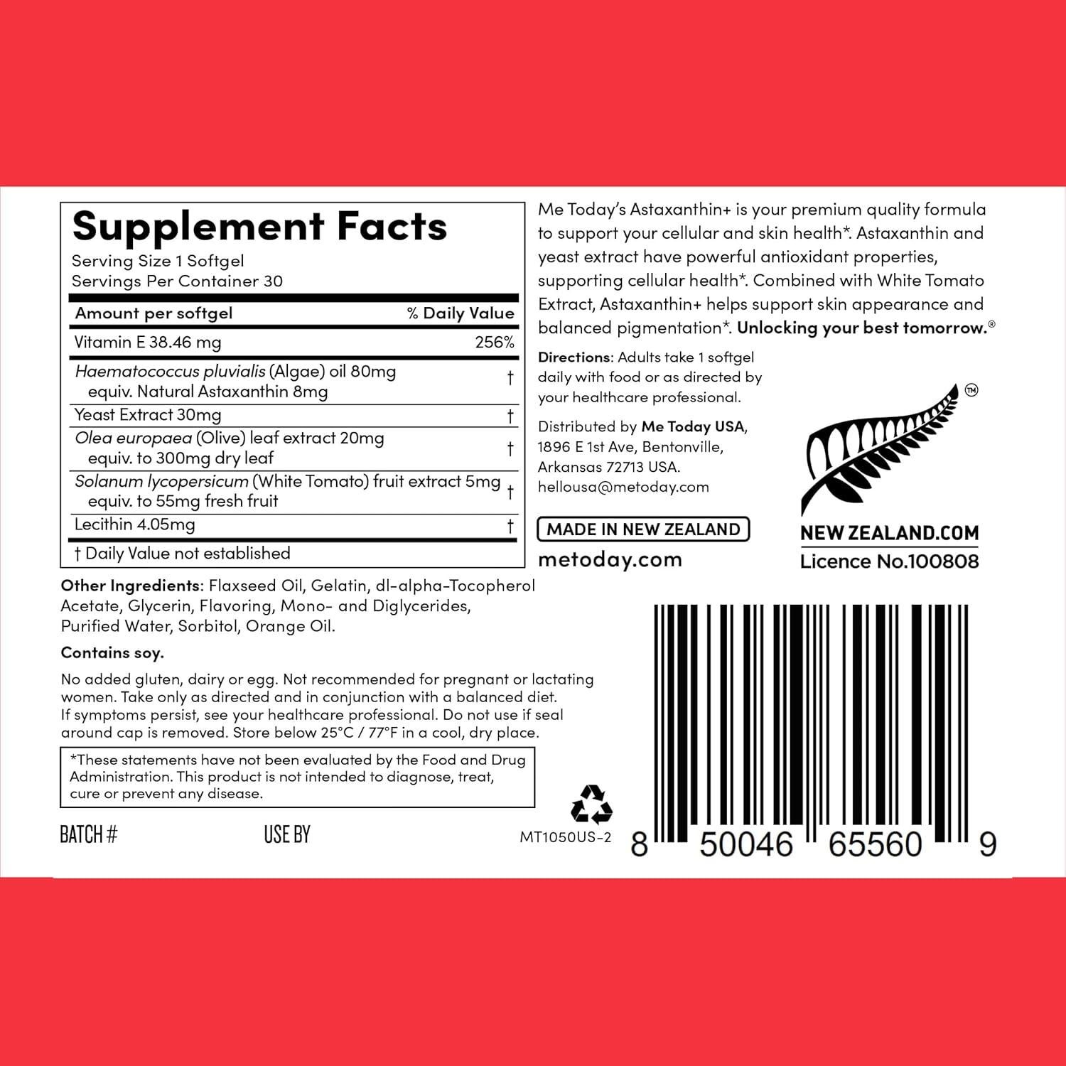 Suplemento Antioxidante Astaxantina 8mg Me Today - 30 Cápsulas