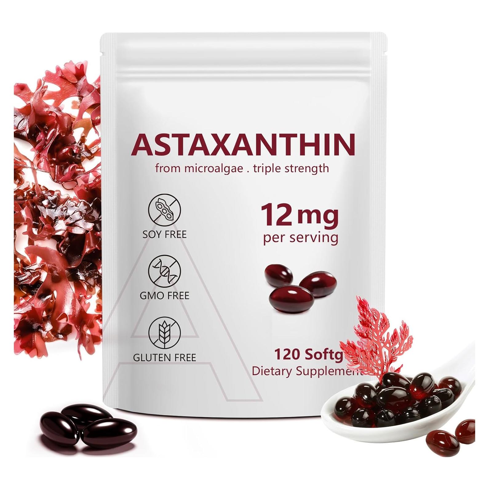 Suplemento de Astaxantina 12mg Ruduwu 120 Softgels Antioxidantes