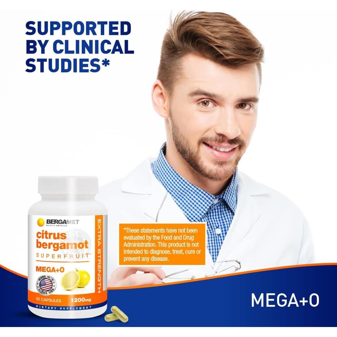 Suplemento de Bergamota Cítrica BergaMet 1200mg 120 Cápsulas