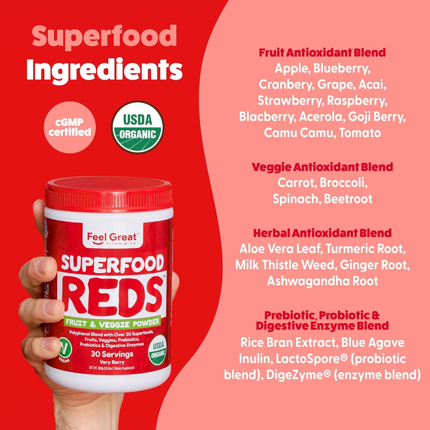 Polvo Orgánico de Superalimentos Rojos Feel Great 300g