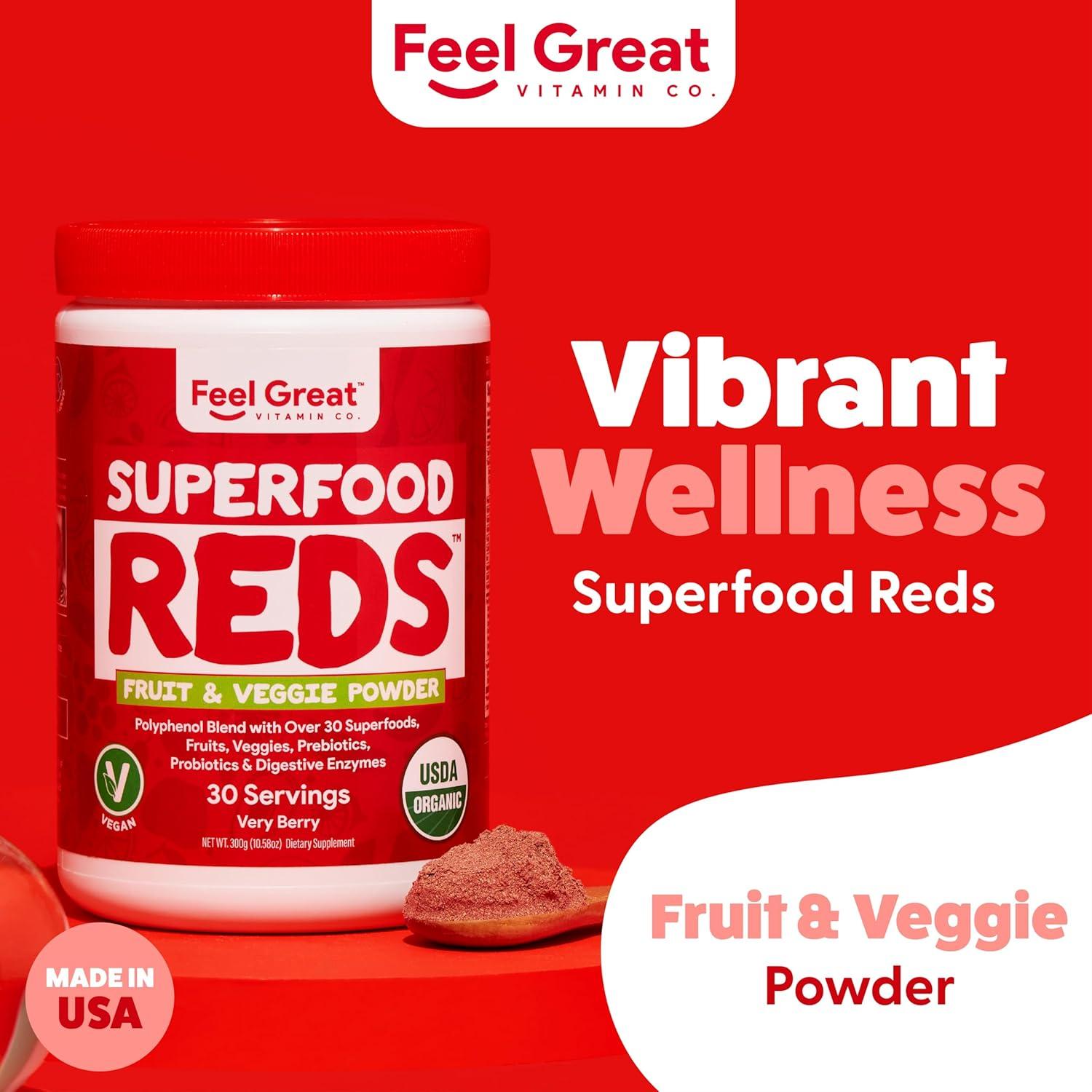 Polvo Orgánico de Superalimentos Rojos Feel Great 300g