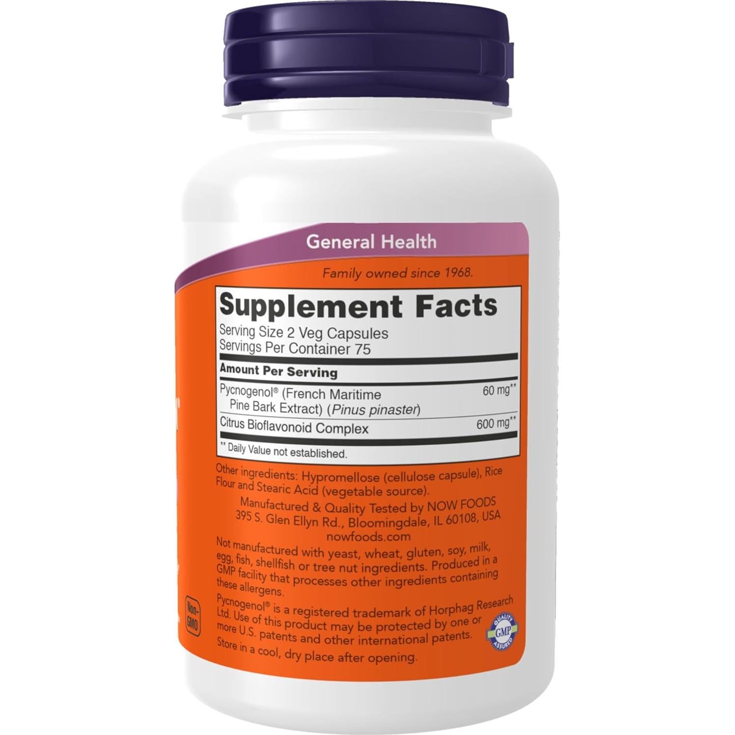 NOW Foods Suplemento Pycnogenol 30 mg 150 Cápsulas Vegetales