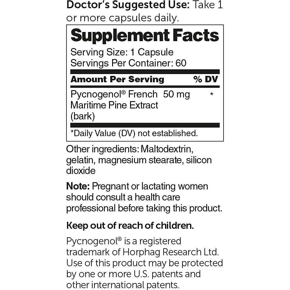 Pycnogenol 50mg Dr. Whitaker 60 Cápsulas - Antioxidante Premium