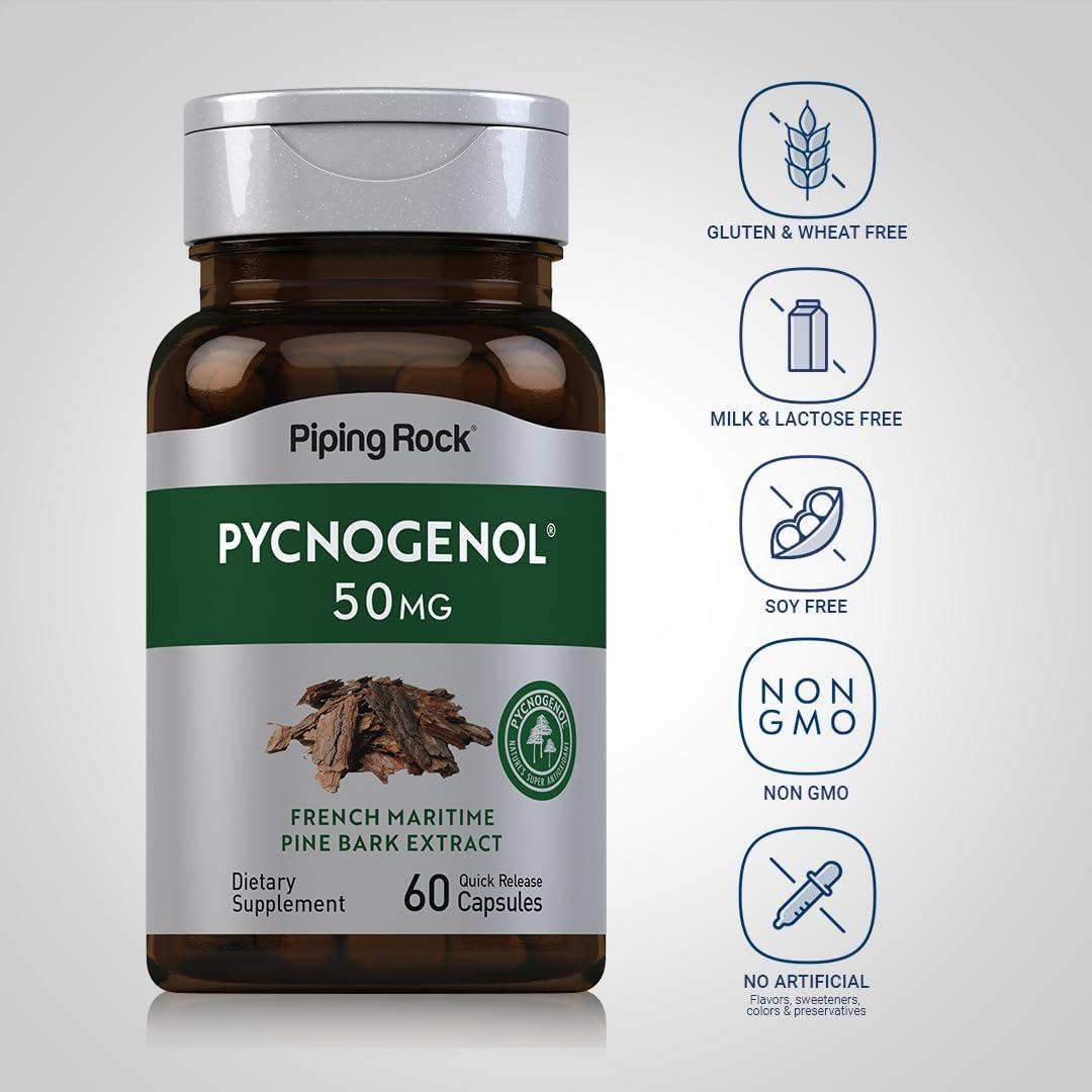 Suplemento Pycnogenol Piping Rock 50 mg 60 Cápsulas No OGM