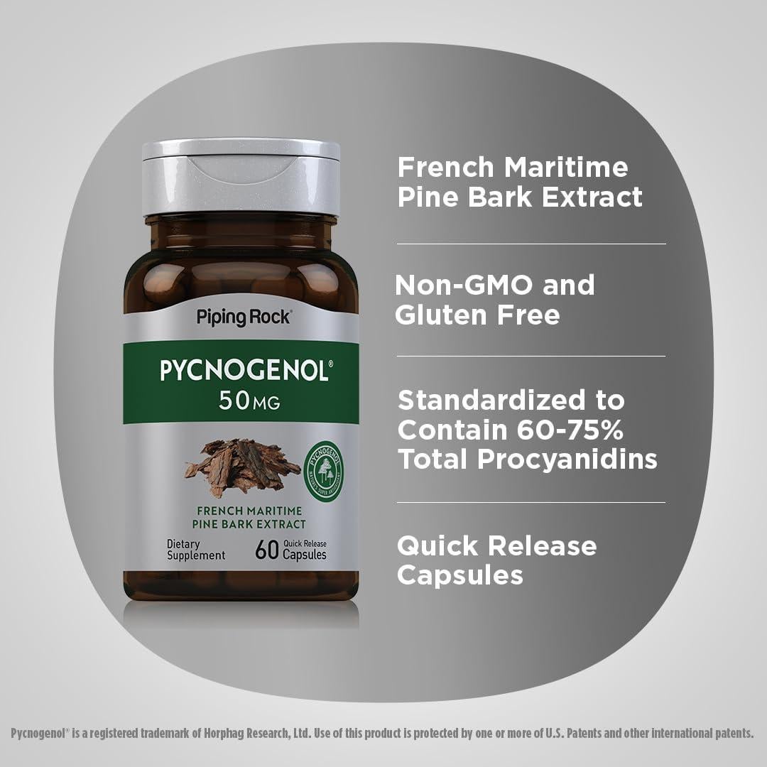 Suplemento Pycnogenol Piping Rock 50 mg 60 Cápsulas No OGM