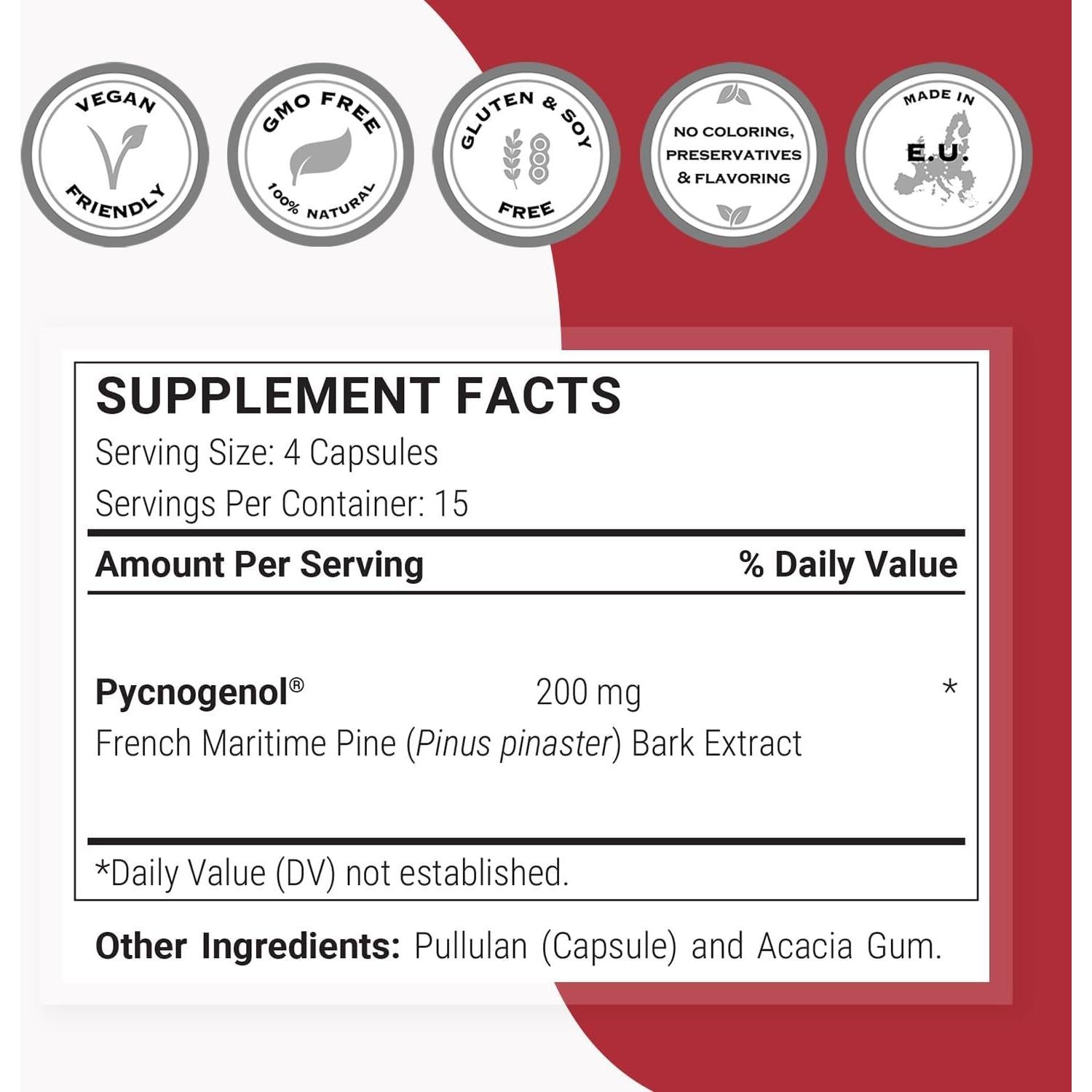 Suplemento Pycnogenol 200mg Supersmart - 60 Cápsulas Veganas
