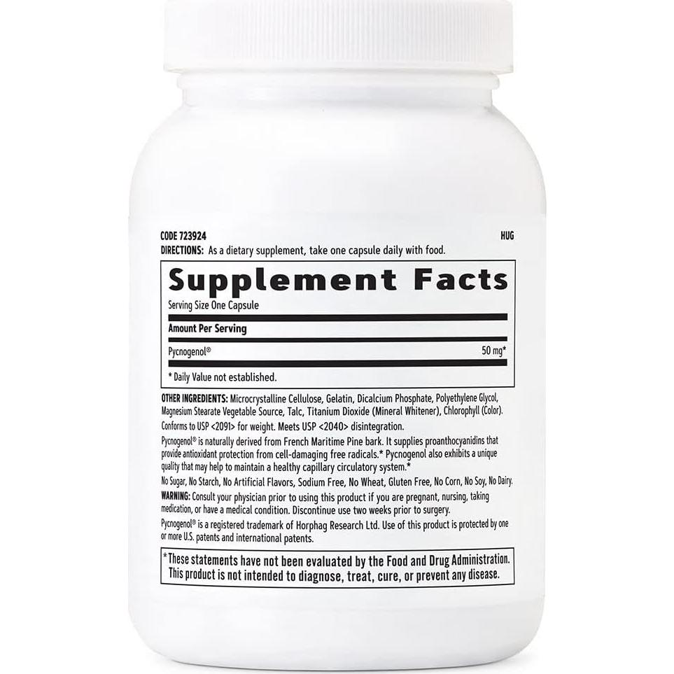 GNC Pycnogenol 50mg 120 Cápsulas - Antioxidante Salud Circulatoria
