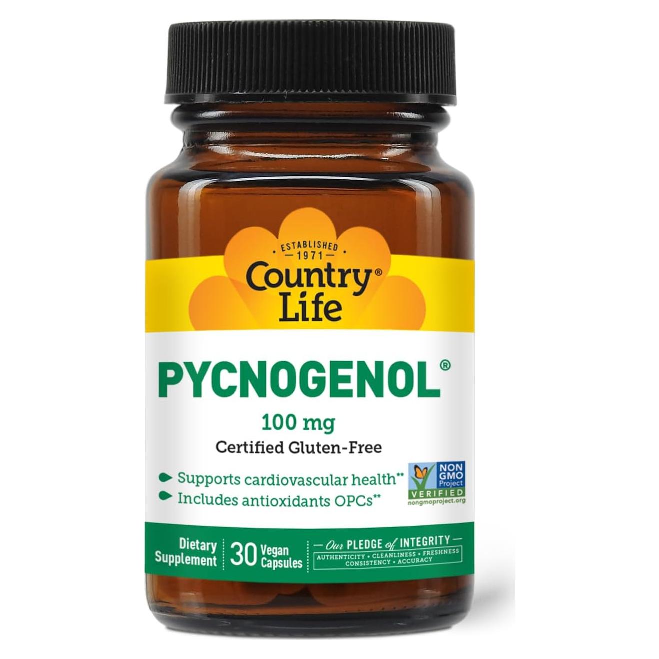 Suplemento Antioxidante Pycnogenol 100mg Country Life - 30 Cápsulas