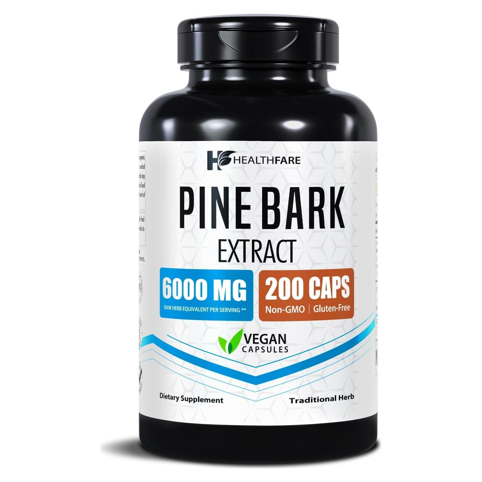 Extracto de Corteza de Pino HealthFare 6000mg 200 Cápsulas Veganas