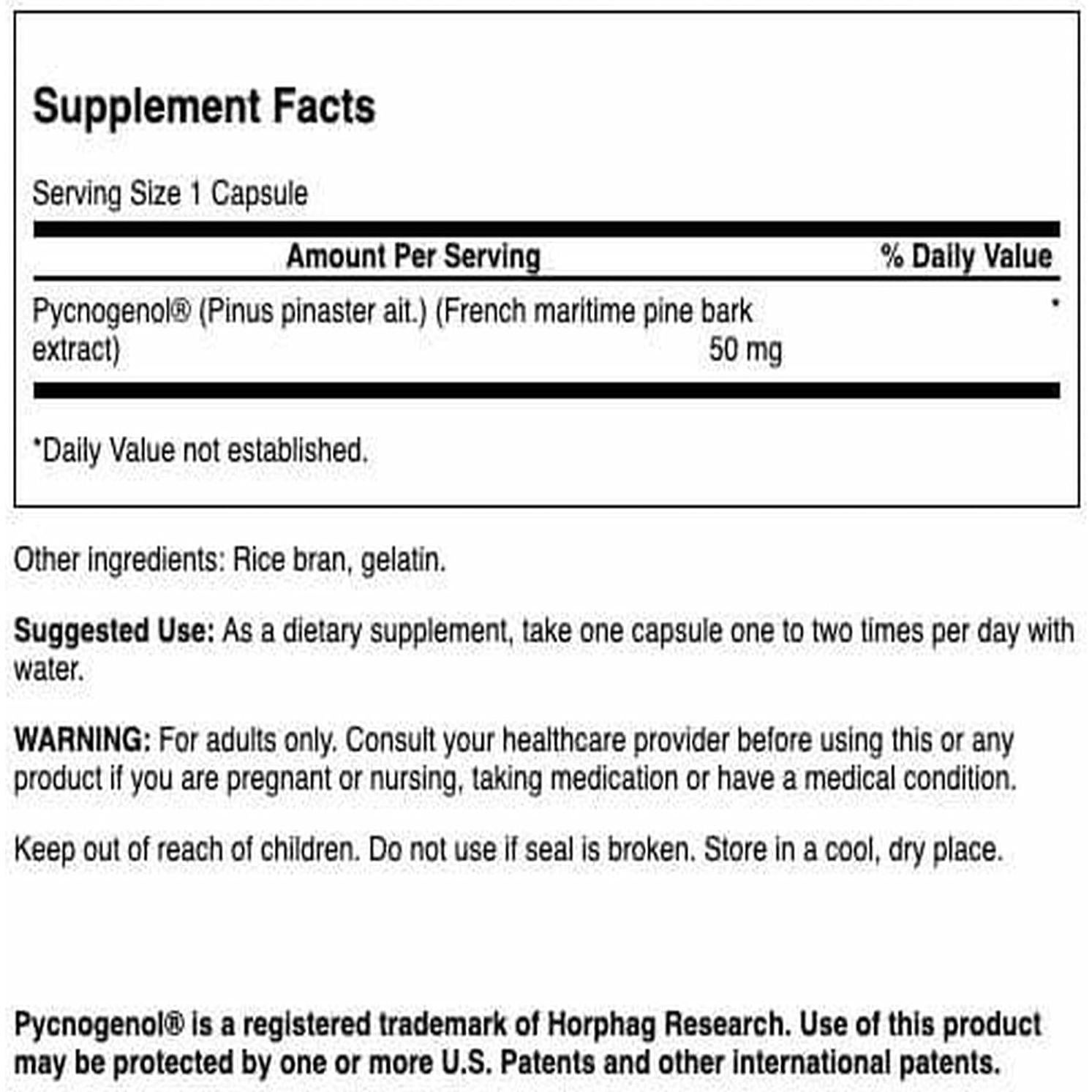 Swanson Pycnogenol 50 mg 100 Cápsulas - Suplemento Natural